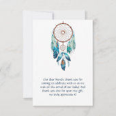 Magic Aquamarine Dreamcatcher Baby shower Bedankkaart (Achterkant)