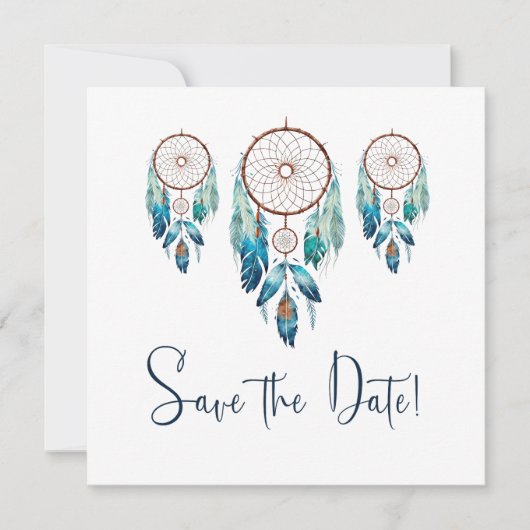 Magic Aquamarine Dreamcatcher Baby shower Save The Date (Voorkant)