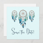 Magic Aquamarine Dreamcatcher Baby shower Save The Date (Voorkant / Achterkant)