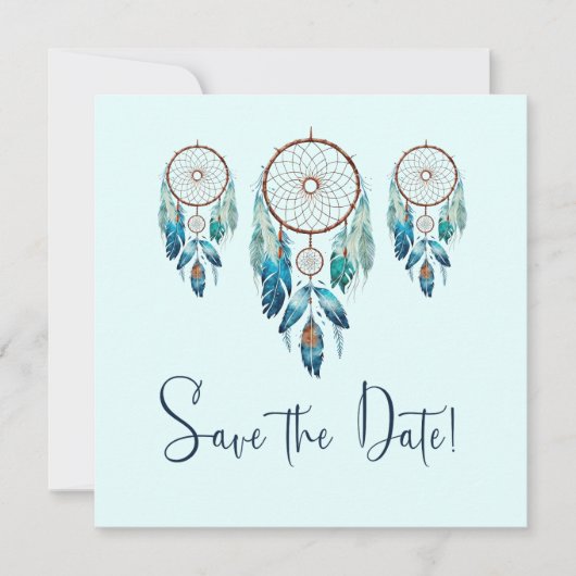 Magic Aquamarine Dreamcatcher Baby shower Save The Date (Voorkant)