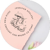 Magic Baby Unicorn onder Toadstool Retouradres Rubberstempel