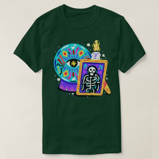 Magic Ball Skelet Halloween T-shirt (Design voorkant)