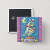 MAGIC BARN OWL & EASTER BASKET, HOLIDAY BUTTON Squ (Voorkant /achterkant)