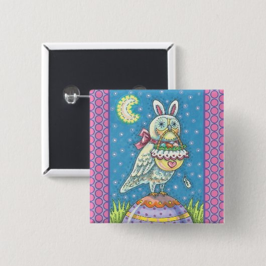 MAGIC BARN OWL & EASTER BASKET, HOLIDAY BUTTON Squ (Voorkant /achterkant)