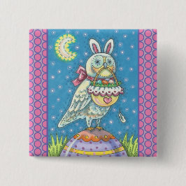 MAGIC BARN OWL & EASTER BASKET, HOLIDAY BUTTON Squ
