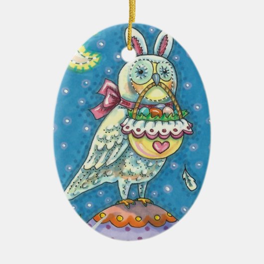 MAGIC BARN OWL, EASTER EGG BASKET, BIRD Dated 2021 Keramisch Ornament (Voorkant)
