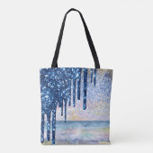 *~* Magic Beach Gold Blue Drip Glitter Tote Bag (Achterkant)