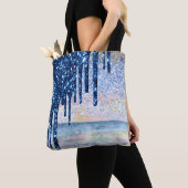 *~* Magic Beach Gold Blue Drip Glitter Tote Bag (Dichtbij)