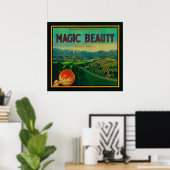 Magic Beauty Oranje LabelPorterville, CA Poster (Thuiskantoor)