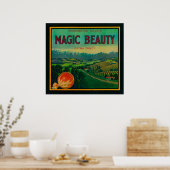 Magic Beauty Oranje LabelPorterville, CA Poster (Keuken)