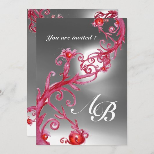 MAGIC BERRIES 4,MONOGRAM Red burgundy Kaart (Voorkant / Achterkant)