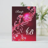 MAGIC BERRIES 4,MONOGRAM Red burgundy rsvp Kaart (Staand voorkant)