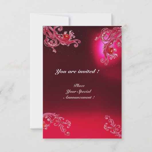 MAGIC BERRIES 4,MONOGRAM Red burgundy rsvp Kaart (Achterkant)