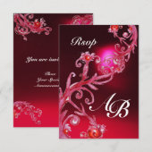 MAGIC BERRIES 4,MONOGRAM Red burgundy rsvp Kaart (Voorkant / Achterkant)