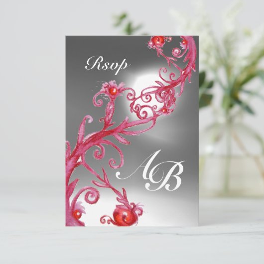 MAGIC BERRIES 4,MONOGRAM red white crystal rsvp Kaart (Staand voorkant)