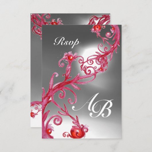 MAGIC BERRIES 4,MONOGRAM red white crystal rsvp Kaart (Voorkant / Achterkant)