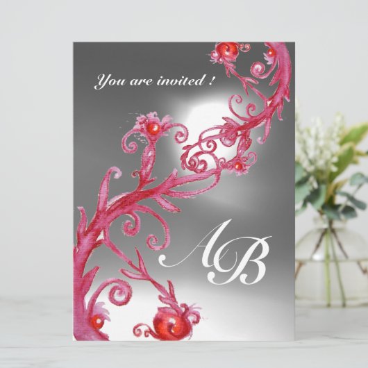 MAGIC BERRIES 4,MONOGRAM rood wit kristal Kaart (Staand voorkant)