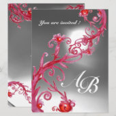 MAGIC BERRIES 4,MONOGRAM rood wit kristal Kaart (Voorkant / Achterkant)