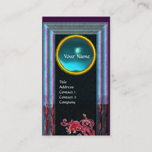 MAGIC BERRIES BLUE AQUAMARINE GEM MONOGRAM Blauwgr Visitekaartje (Voorkant)