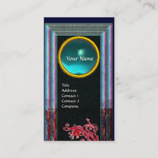 MAGIC BERRIES BLUE AQUAMARINE GEM MONOGRAM Blauwgr Visitekaartje (Voorkant)