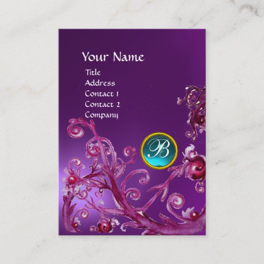 MAGIC BERRIES BLUE GEM MONOGRAM amethyst paars Visitekaartje (Voorkant)