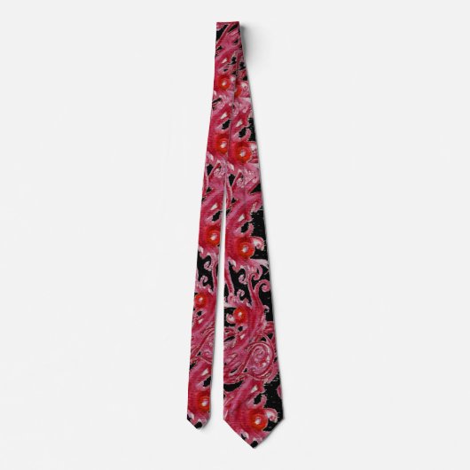 MAGIC BERRIES Fantasy Black Red Pink Floral Swirls Stropdas (Achterkant)