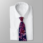 MAGIC BERRIES Fantasy Red Pink Blue Floral Swirls Stropdas (Gebonden)