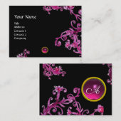 MAGIC BERRIES FUCHSIA AMETHYST GEM MONOGRAM, zwart Visitekaartje (Voorkant / Achterkant)