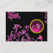MAGIC BERRIES FUCHSIA AMETHYST GEM MONOGRAM, zwart Visitekaartje (Achterkant)