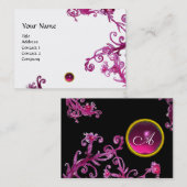 MAGIC BERRIES FUCHSIA GEM MONOGRAM, zwart wit Visitekaartje (Voorkant / Achterkant)