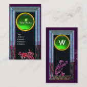 MAGIC BERRIES GREEN EMERALD MONOGRAM, zwart blauw Visitekaartje (Voorkant / Achterkant)