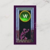MAGIC BERRIES GREEN EMERALD MONOGRAM, zwart blauw Visitekaartje (Achterkant)