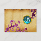 MAGIC BERRIES MONOGRAM, aquamarine blue parchment Visitekaartje (Achterkant)