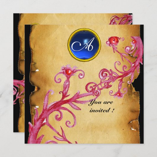 MAGIC BERRIES MONOGRAM, blauw Kaart (Voorkant / Achterkant)