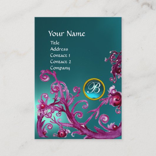 MAGIC BERRIES MONOGRAM GEM aquamarine blue Visitekaartje (Voorkant)