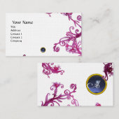 MAGIC BERRIES MONOGRAM gem blue linen Visitekaartje (Voorkant / Achterkant)