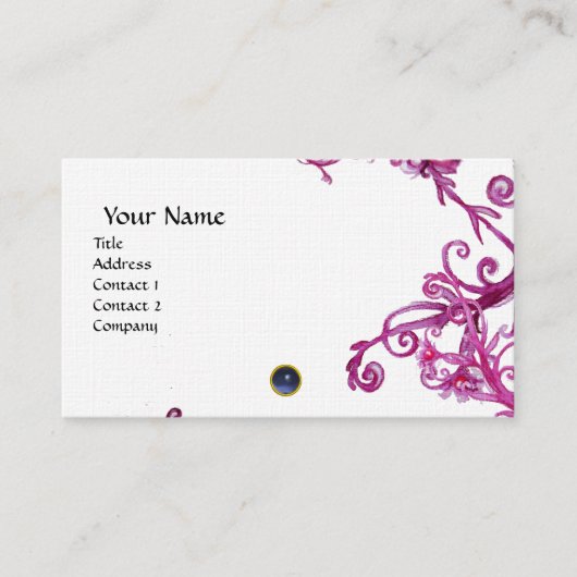 MAGIC BERRIES MONOGRAM gem blue linen Visitekaartje (Voorkant)