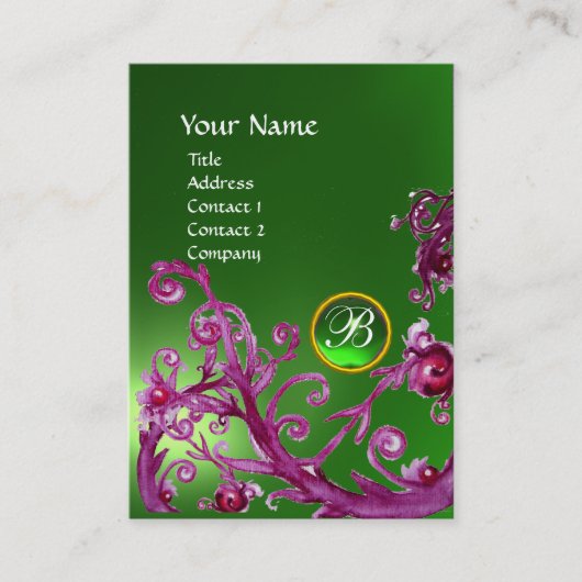 MAGIC BERRIES MONOGRAM GEM emerald green Visitekaartje (Voorkant)