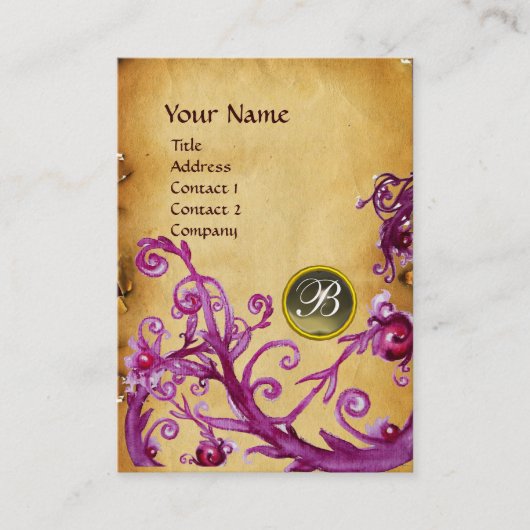 MAGIC BERRIES MONOGRAM GEM parchment gray Visitekaartje (Voorkant)