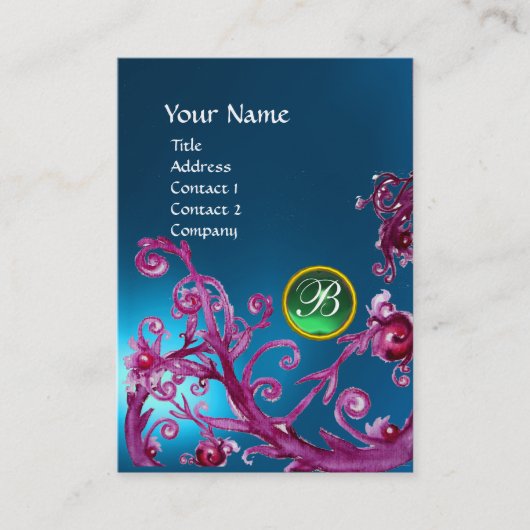 MAGIC BERRIES MONOGRAM GEM sapphire blue green Visitekaartje (Voorkant)