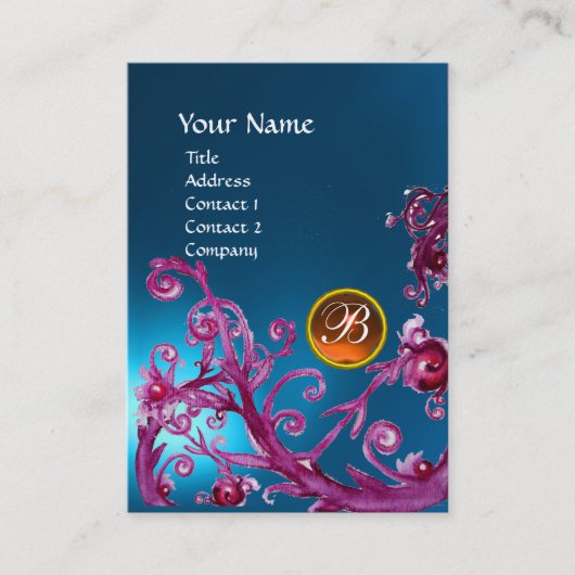 MAGIC BERRIES MONOGRAM GEM sapphire blue sinaasapp Visitekaartje (Voorkant)