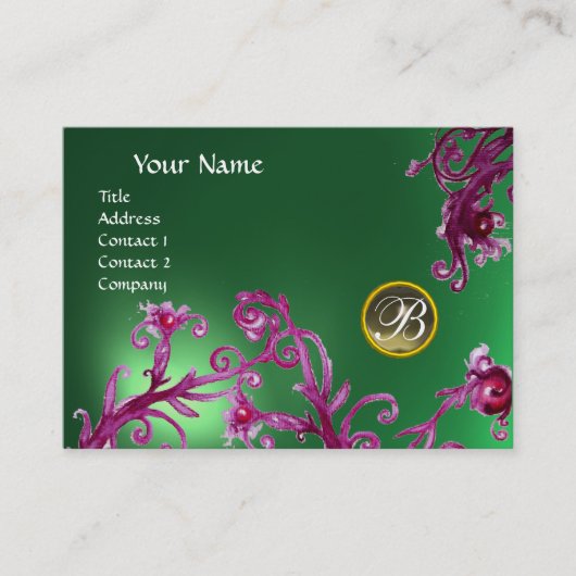 MAGIC BERRIES MONOGRAM, Grey Agate jade green Visitekaartje (Voorkant)
