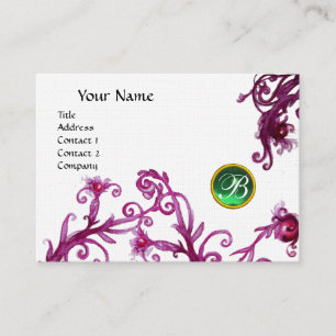 MAGIC BERRIES MONOGRAM jade green linen Visitekaartje