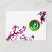MAGIC BERRIES MONOGRAM jade green linen Visitekaartje (Achterkant)