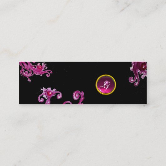MAGIC BERRIES MONOGRAM paars roze zwart roze Mini Visitekaartje (Achterkant)