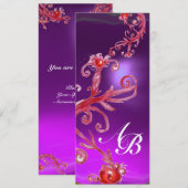 MAGIC BERRIES MONOGRAM paars wit champagne Kaart (Voorkant / Achterkant)