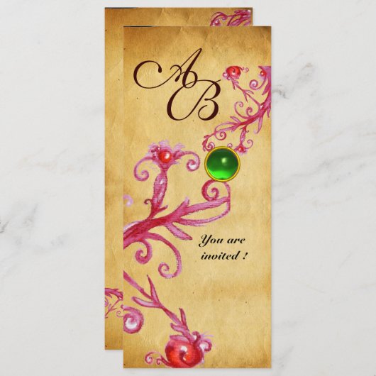 MAGIC BERRIES MONOGRAM Parchment Green Emerald Kaart (Voorkant / Achterkant)