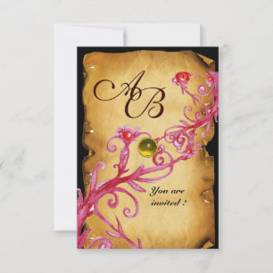 MAGIC BERRIES MONOGRAM Parchment Yellow rsvp Kaart