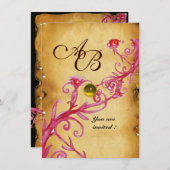 MAGIC BERRIES MONOGRAM Parchment Yellow rsvp Kaart (Voorkant / Achterkant)