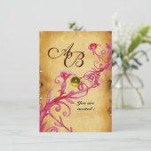MAGIC BERRIES MONOGRAM Parchment Yellow rsvp Kaart (Staand voorkant)